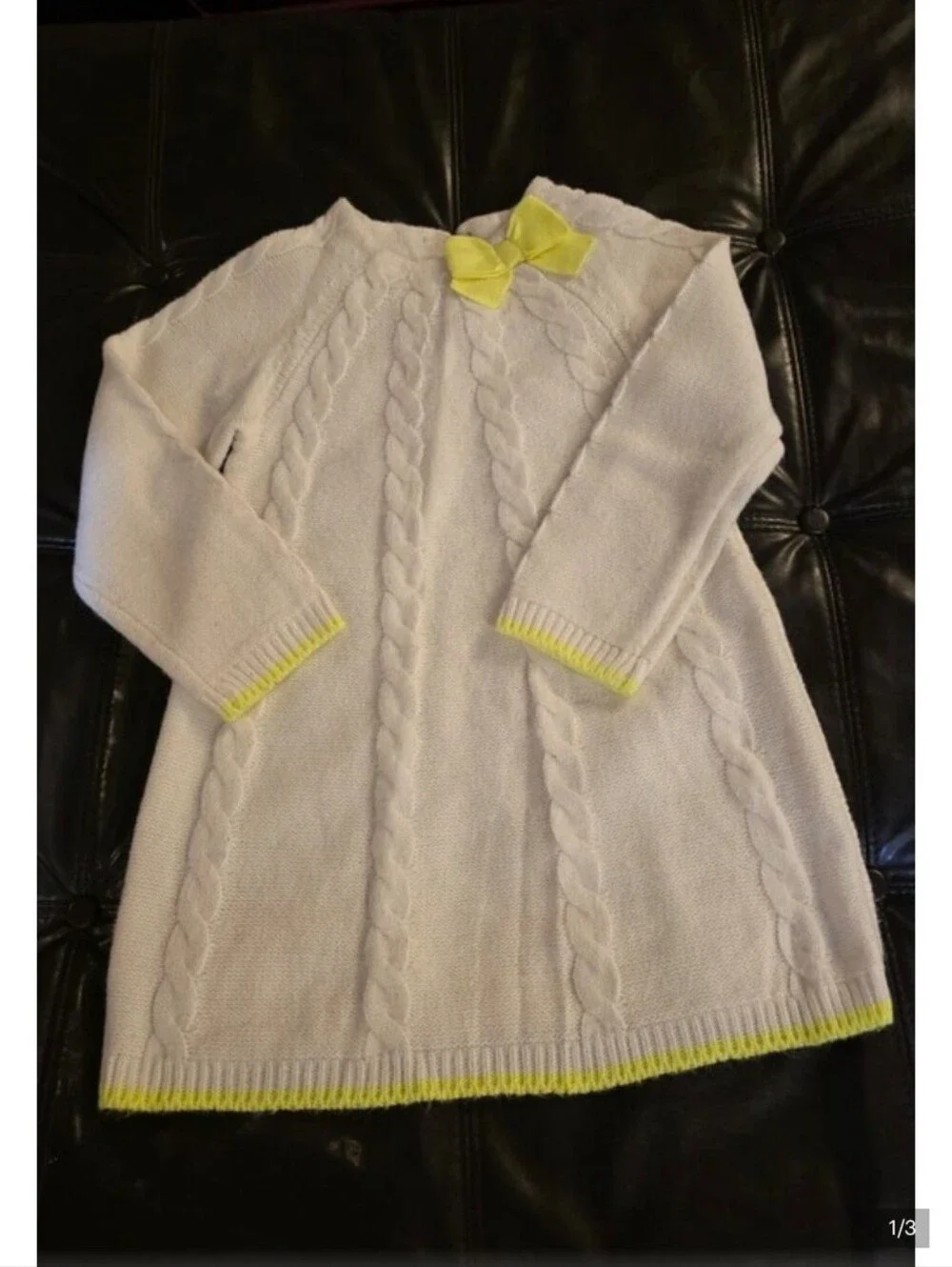 GymboreeCream Cable Knit Sweater with Yellow Trim
